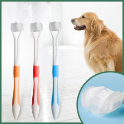 Cat Dog Pet Toothbrush Three Head Cleaning Toothbrush Care Pet Oral Cleaning