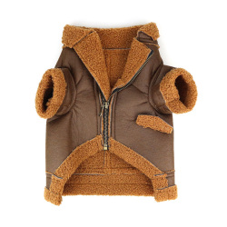 TAILUP Dog Coat Warm Pet Leather Outfits Small Dog Thickened Apparel Coat With Zipper Coat Jacket for Pet Autumn Winter Warm