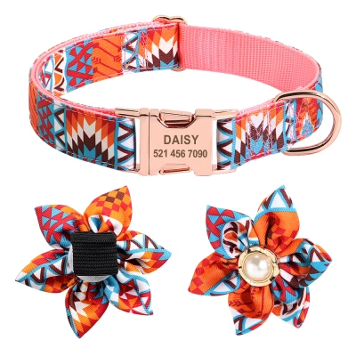 Ethnic Flower Dog Cat Collar 02