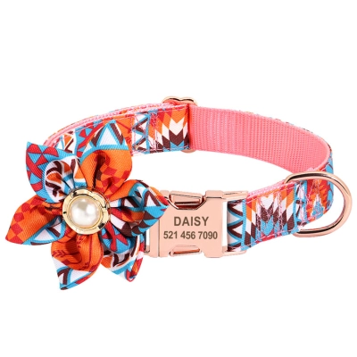 Ethnic Flower Dog Cat Collar 01