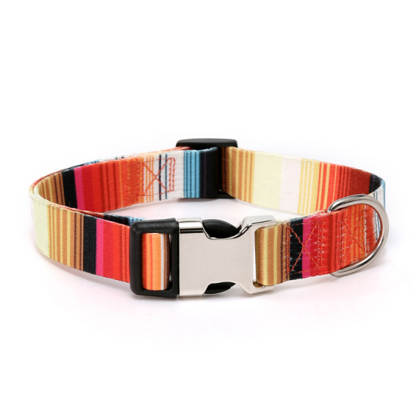 Dog Cat Collar ethnic stripe style Collar Metal Buckle Can Be Engraved Personalized Soft Comfortable Adjustable