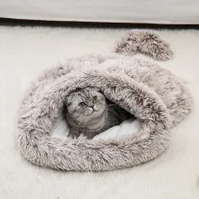 CAT Bag & Cages Cat Nest Cat Half Bag Pet Sleeping Bag Mat Two-purpose Autumn And Winter Warm Long Plush Pet Pad03