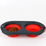 Cat Dog Folding Portable Silicone Double Bowls
