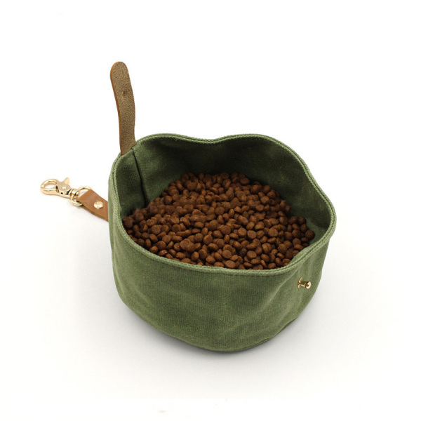 DOG Bowls & Slow Feeder Bowls Waterproof Waxed Canvas Dog Bowl Outdoor Travel Foldable Portable Pet Drinking Water And Eating Dog Bowl