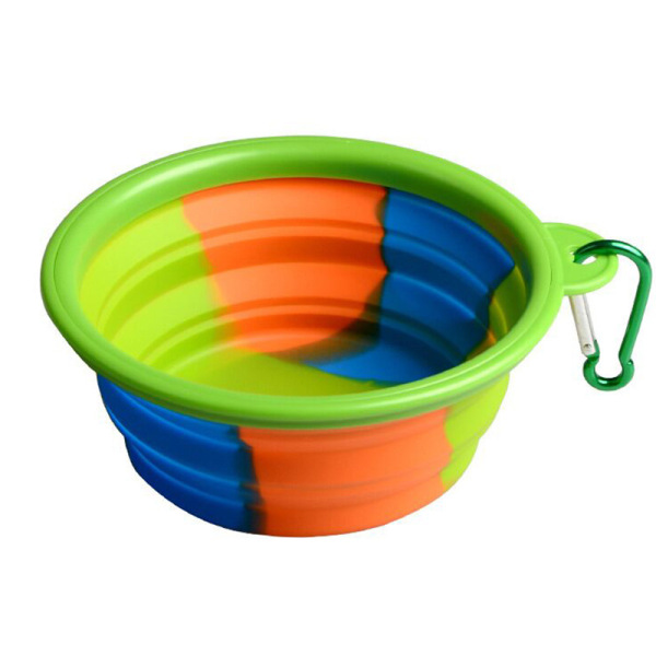 CAT DOG Bowls & Slow Feeder Bowls Silicone Dog Bowl Folding Pet Bowl Travel Portable Camouflage Silicone Bowl