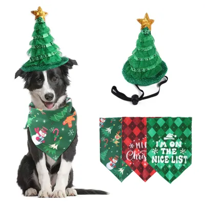Dog Christmas Set With Hat And Bib 01