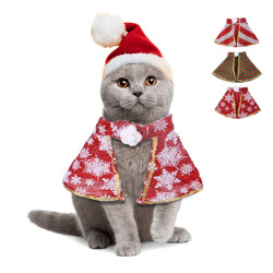 CAT Capes & Gowns Hat & Scarf Pet Santa Hat Cloak Suit Cat Santa Hat Cloak Suit Christmas Transformed Into Funny Cat Clothes