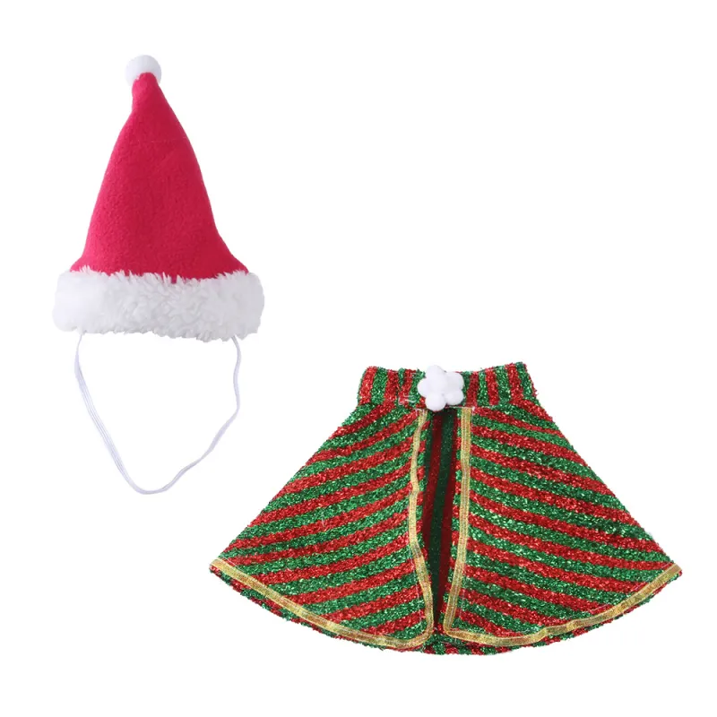 CAT Capes & Gowns Hat & Scarf Pet Santa Hat Cloak Suit Cat Santa Hat Cloak Suit Christmas Transformed Into Funny Cat Clothes02