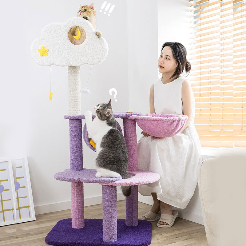 CAT Scratchers & Cat Tree Purple Cat Climbing Frame Cat Nest Cat Tree One Scratching Column Large Cat Tower Cat Scratching Board Toy Jumping Platform Cat Villa