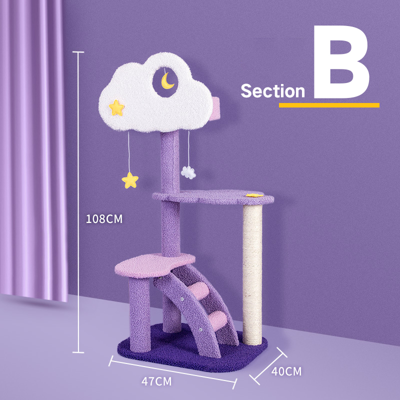 CAT Scratchers & Cat Tree Purple Cat Climbing Frame Cat Nest Cat Tree One Scratching Column Large Cat Tower Cat Scratching Board Toy Jumping Platform Cat Villa