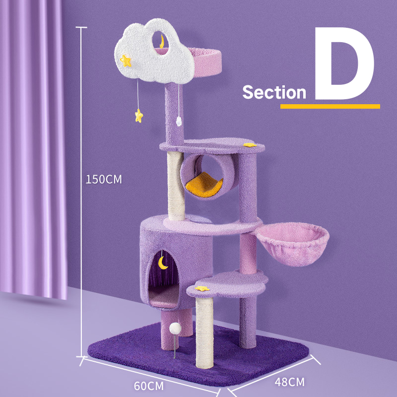 CAT Scratchers & Cat Tree Purple Cat Climbing Frame Cat Nest Cat Tree One Scratching Column Large Cat Tower Cat Scratching Board Toy Jumping Platform Cat Villa