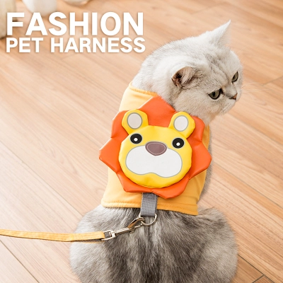 CAT Leashes & Collars Cat Traction Rope Small Lion Cute Tu Vest Chest Strap Cute Cartoon Tie Cat Slip Cat Rope Mesh Pet Leash 02