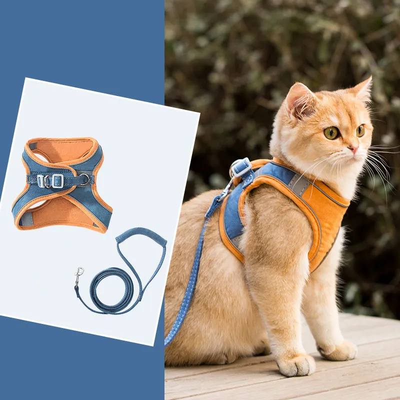 CAT Leashes & Collars Cat Traction Rope Vest Type Reflective Chest Strap Anti-breakaway Cute Outgoing Traction Rope Walking Cat Special Rope06
