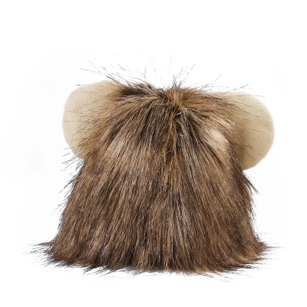 CAT Hat & Scarf Headdress Wig Hat Pet Cat Head Cover Cat Costume Lion Head Cover