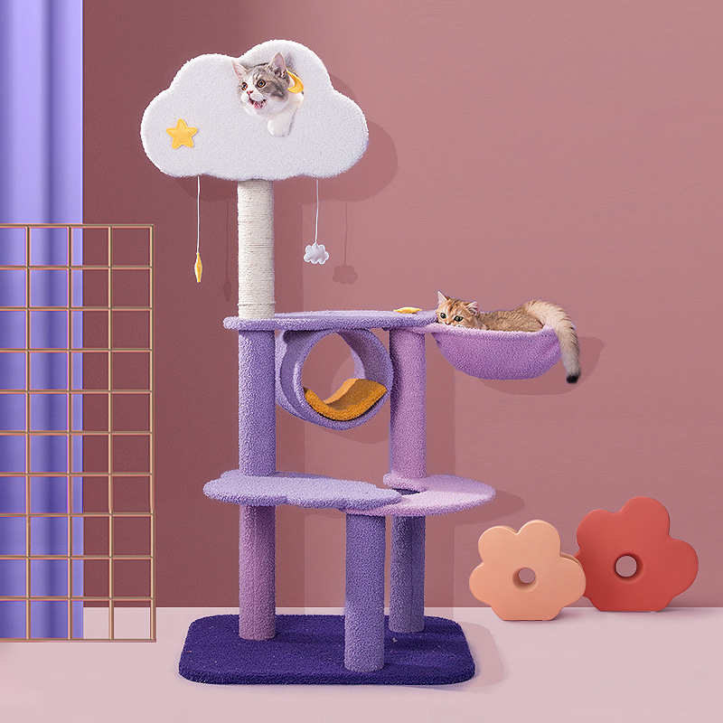 CAT Scratchers & Cat Tree Purple Cat Climbing Frame Cat Nest Cat Tree One Scratching Column Large Cat Tower Cat Scratching Board Toy Jumping Platform Cat Villa