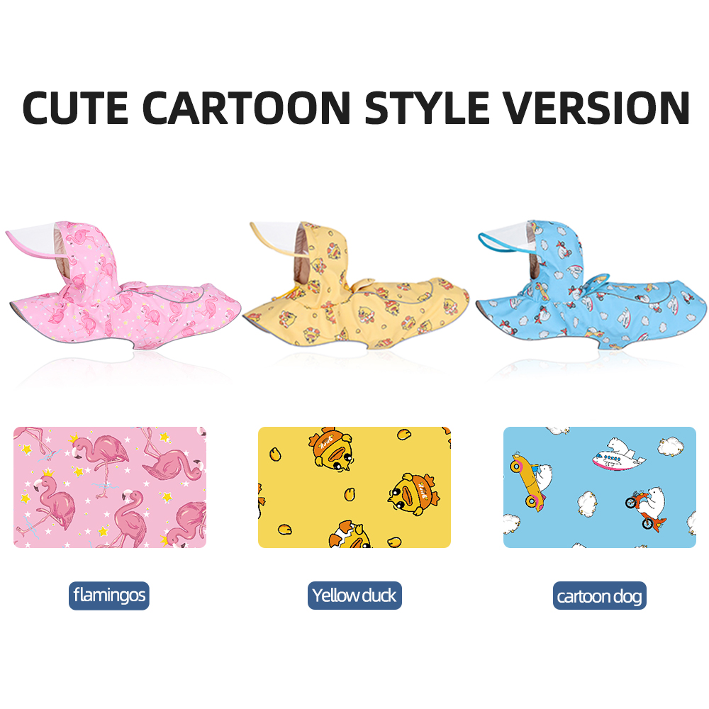 Dog Rain Gear Pet Clothing Waterproof Reflective Cape Raincoat Transparent PU Leather Dog Raincoat