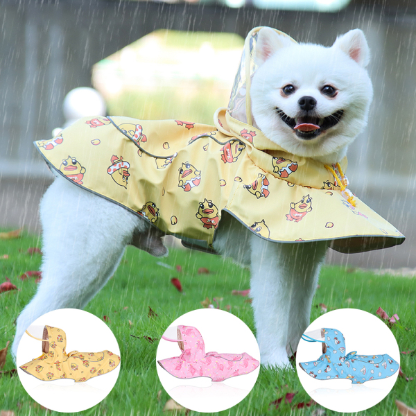 Dog Rain Gear Pet Clothing Waterproof Reflective Cape Raincoat Transparent PU Leather Dog Raincoat