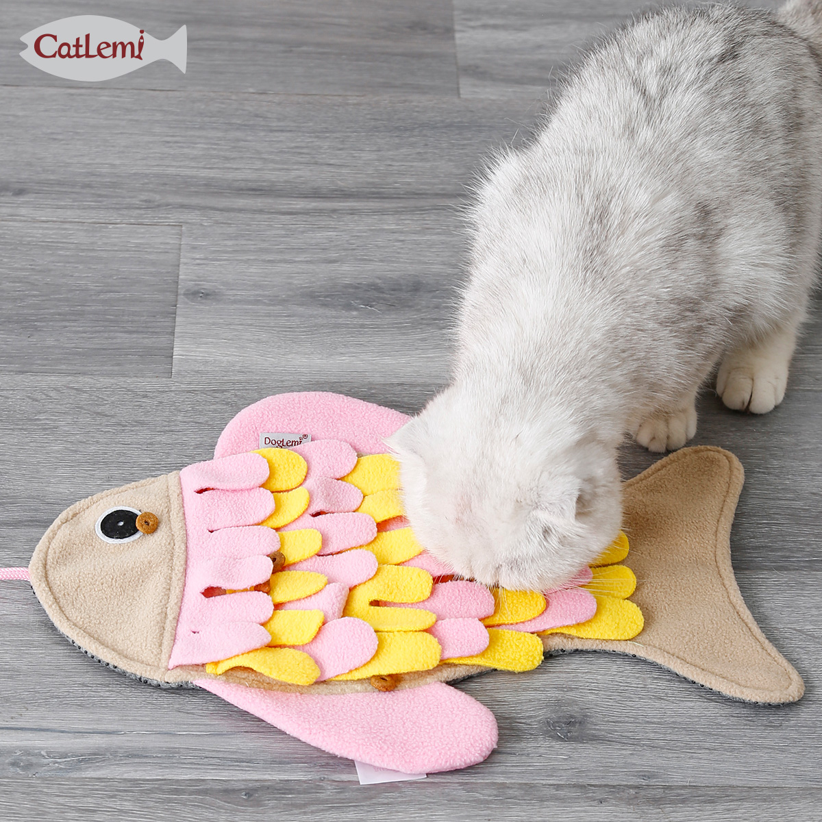 Cat Slow Food Toy Fish-shaped Pet Sniffing Pad Plush Tibetan Food Puzzle Training Cat Toy Anti-demolition Home To Relieve Boredom