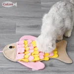 Cat Slow Food Toy Fish-shaped Pet Sniffing Pad Plush Tibetan Food Puzzle Training Cat Toy Anti-demolition Home To Relieve Boredom