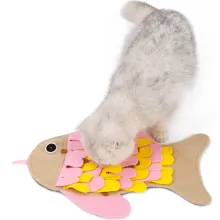 Cat Slow Food Toy Fish-shaped Pet Sniffing Pad Plush Tibetan Food Puzzle Training Cat Toy Anti-demolition Home To Relieve Boredom00