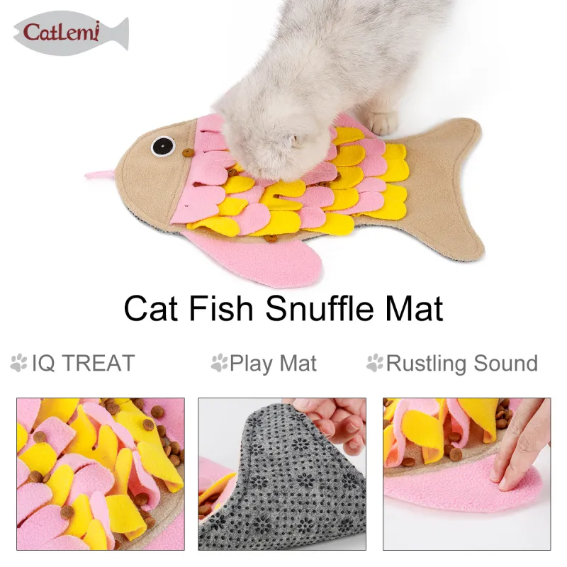 Cat Slow Food Toy Fish-shaped Pet Sniffing Pad Plush Tibetan Food Puzzle Training Cat Toy Anti-demolition Home To Relieve Boredom06