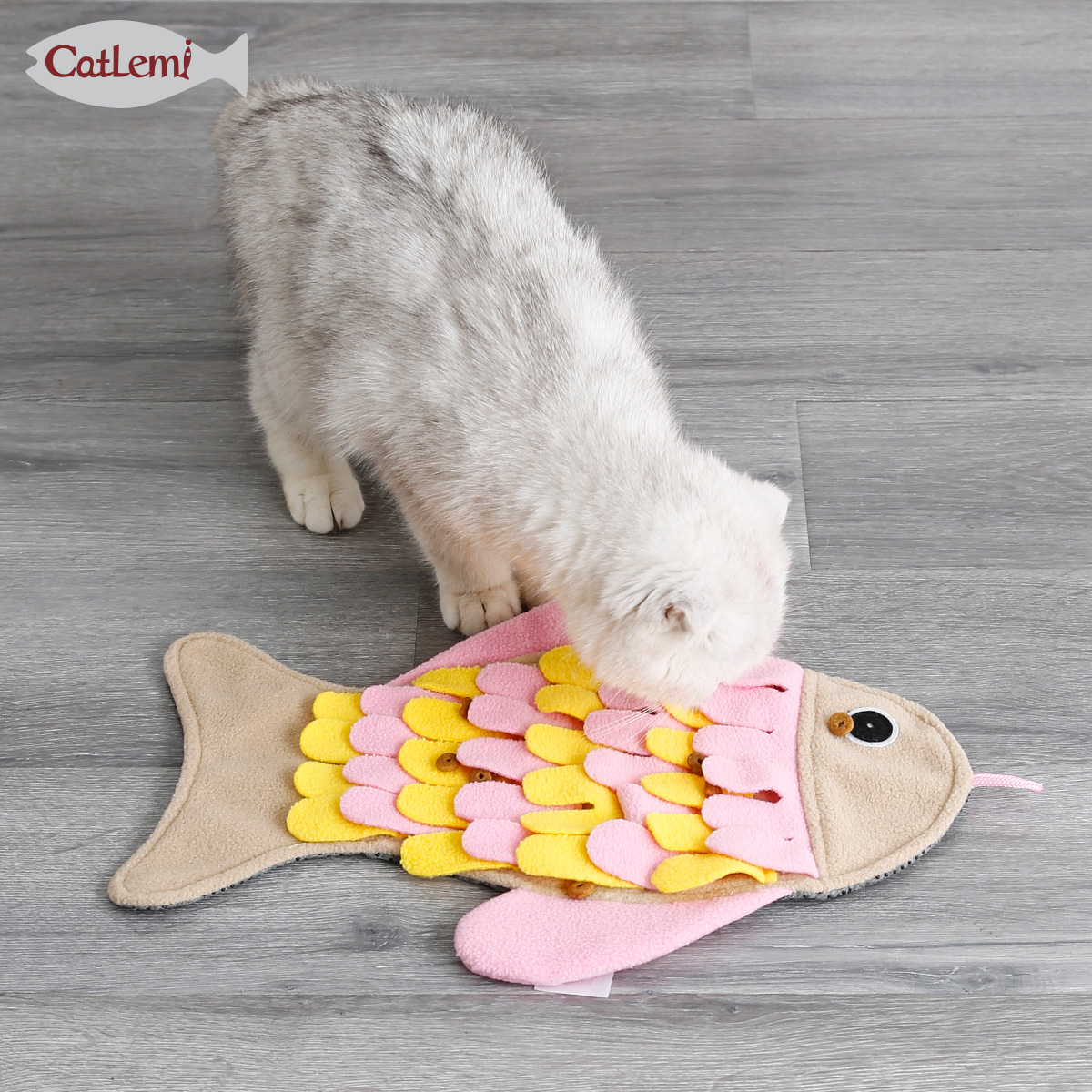 Cat Slow Food Toy Fish-shaped Pet Sniffing Pad Plush Tibetan Food Puzzle Training Cat Toy Anti-demolition Home To Relieve Boredom