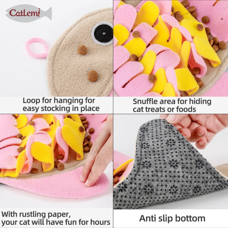 Cat Slow Food Toy Fish-shaped Pet Sniffing Pad Plush Tibetan Food Puzzle Training Cat Toy Anti-demolition Home To Relieve Boredom05