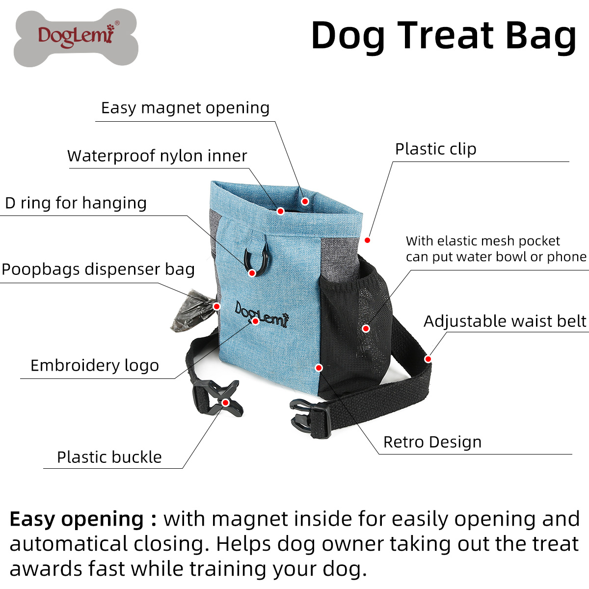 DOG Training Equipment Pet Portable Training Dog Snack Bag Canvas Bag Dog Food Waist Bag Outdoor Training Dog Walking Dog Equipment