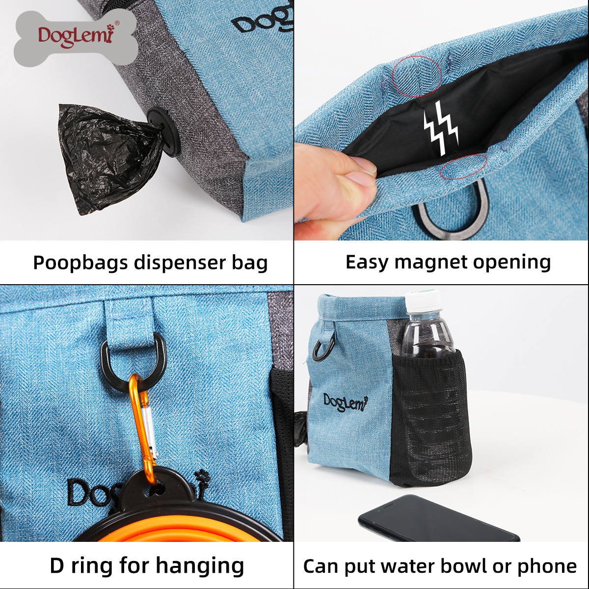 DOG Training Equipment Pet Portable Training Dog Snack Bag Canvas Bag Dog Food Waist Bag Outdoor Training Dog Walking Dog Equipment