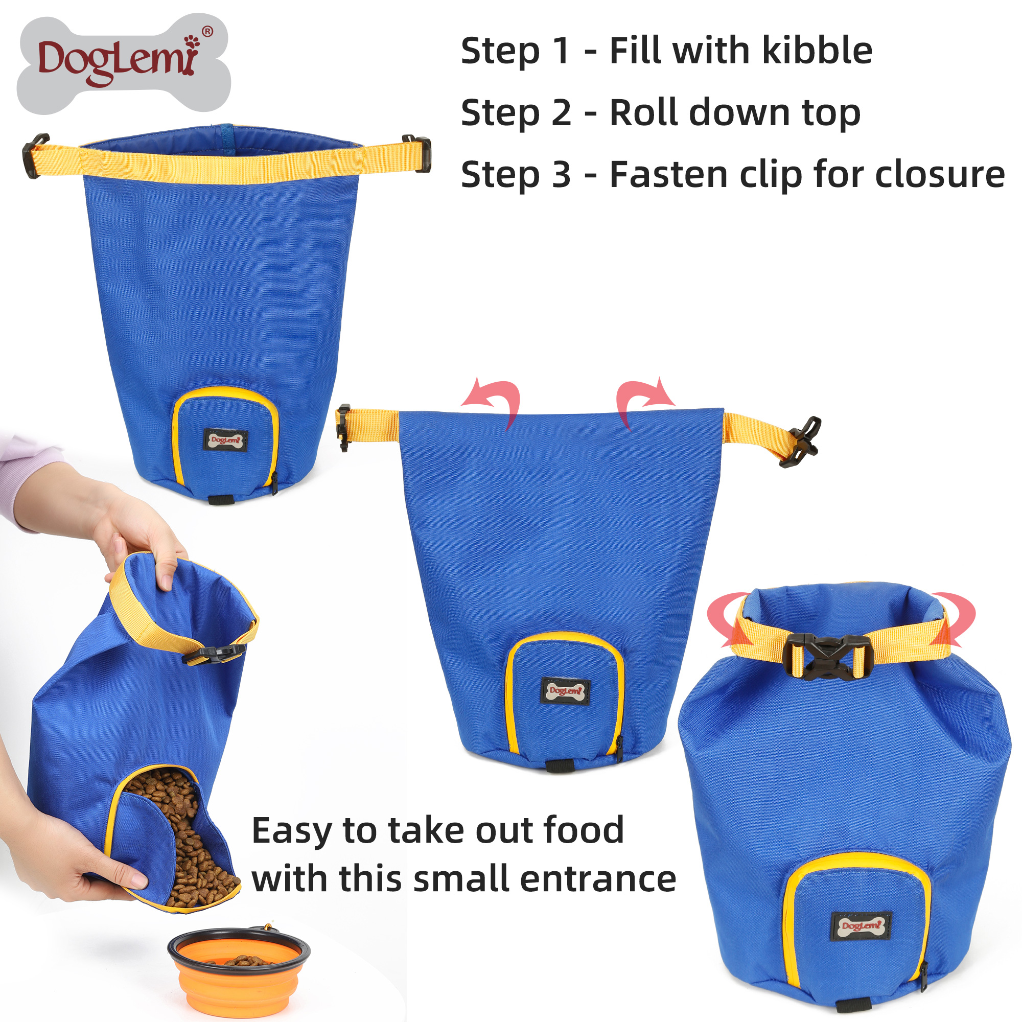 DOG Training Equipment Go Out Dog Food Bag Waterproof Dog Food Bag Folding Bucket Large Capacity Cat And Dog Pet Food Storage Tank Outdoor Food Bag
