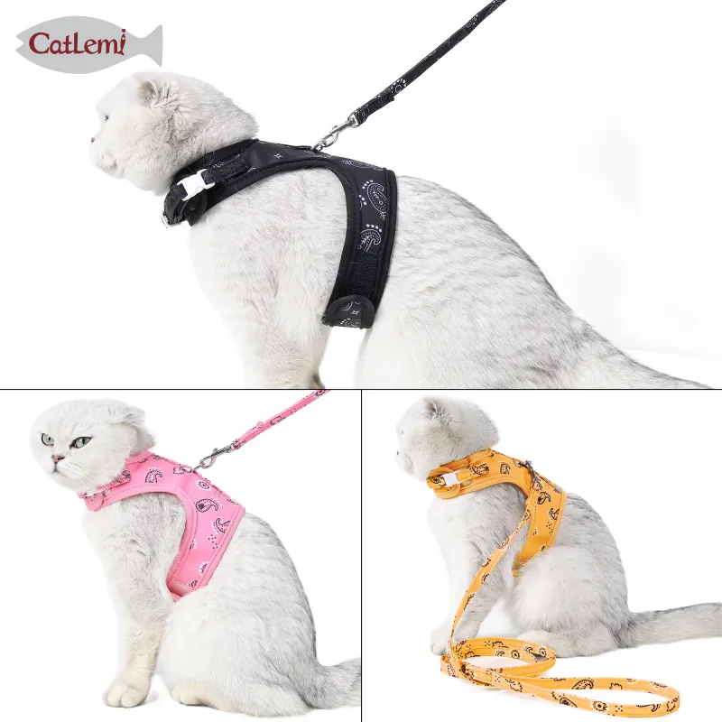 DOGLEMI CAT Leashes & Collars Cat Traction Rope Walking Cat Rope Chest Vest Chest Strap Breathable Anti-breakaway Cat Chain02