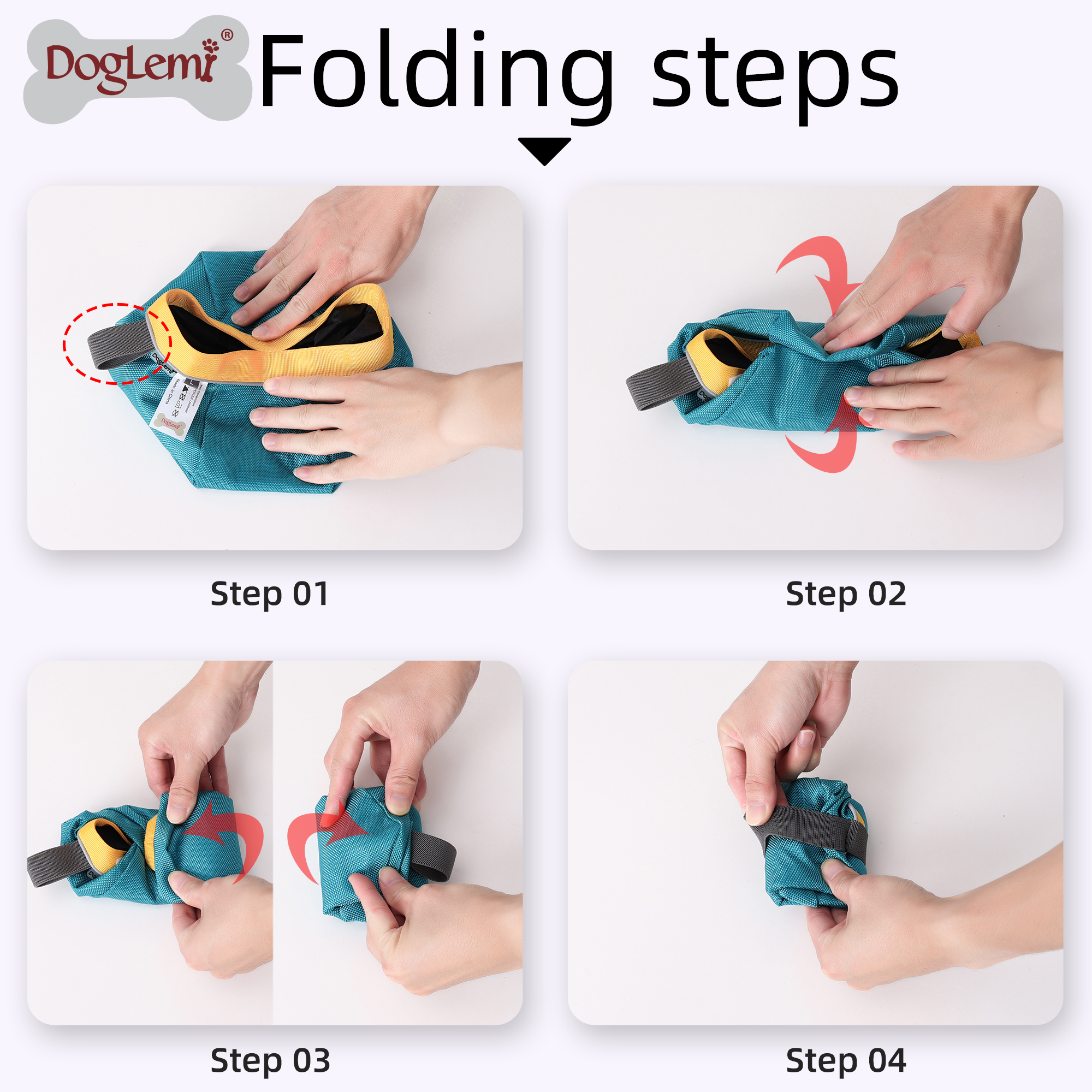 DOGLEMI Outdoor Folding Dog Slow Feeder Bowls