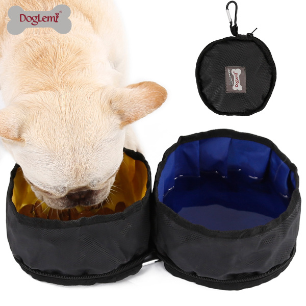 DOGLEMI DOG Bowls & Slow Feeder Bowls Outdoor Dog Bowl Double Bowl Portable Folding Pet Food Bowl Water Bowl Travel Standing Bowl
