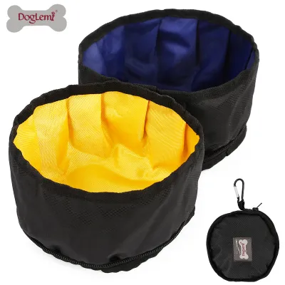 DOGLEMI Double Bowl Portable Folding Dog Feeder Bowl 01