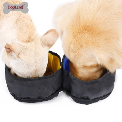 DOGLEMI Double Bowl Portable Folding Dog Feeder Bowl 02
