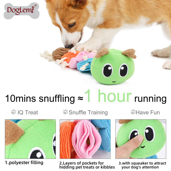 DOGLEMI DOG Slow Food Toy Caterpillar Leaking Sound Dog Toy Bite-resistant Cotton Rope Molar Interactive Sniffing And Boring Pet Toy