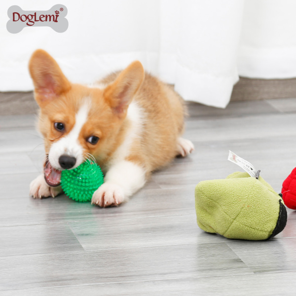DOGLEMI DOG Slow Food Toy 3 In 1 Pear Set Cherry Ball Leaking Sound Dog Toy Anti-dismantling Home Consumes Physical Strength To Smell And Relieve Boredom IQ Pet Toy