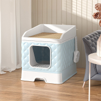 Cat Litter & Cat Litter Boxes Large Cat Litter Box Fully Enclosed Foldable Cat Litter Box Splash-proof And Sand-proof Pet Cat Blue Cat Maine Coon Toilets