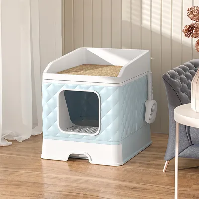 Cat Litter & Cat Litter Boxes Large Cat Litter Box Fully Enclosed Foldable Cat Litter Box Splash-proof And Sand-proof Pet Cat Blue Cat Maine Coon Toilets 01