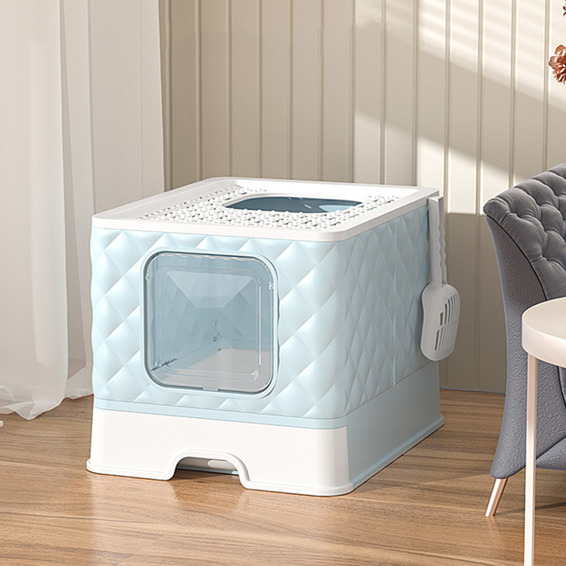 Cat Litter & Cat Litter Boxes Large Cat Litter Box Fully Enclosed Foldable Cat Litter Box Splash-proof And Sand-proof Pet Cat Blue Cat Maine Coon Toilets