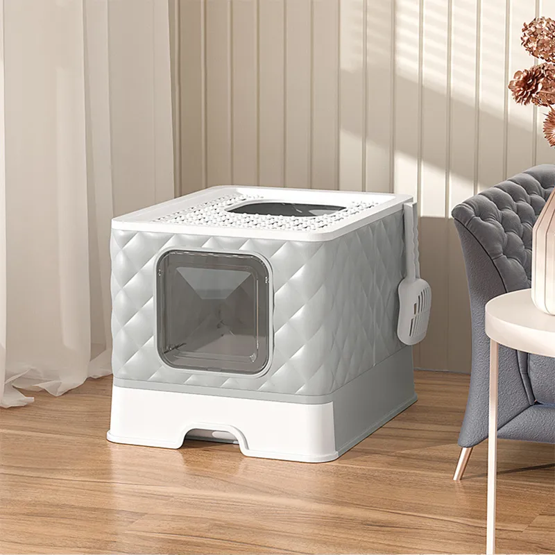 Cat Litter & Cat Litter Boxes Large Cat Litter Box Fully Enclosed Foldable Cat Litter Box Splash-proof And Sand-proof Pet Cat Blue Cat Maine Coon Toilets