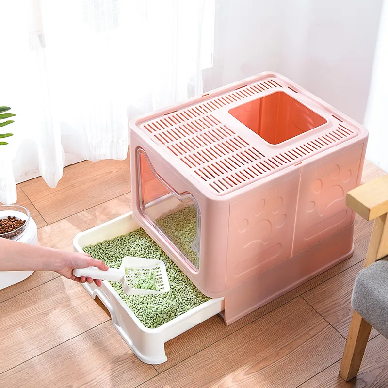 Cat Litter & Cat Litter Boxes Drawer Folding Cat Litter Box Fully Enclosed Splash-proof Cat Toilet Can Be Used To Prevent Cats Such As Blue Cats From Going Out With Cat Litter After Going To The Toilet