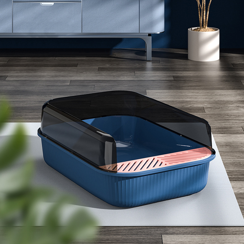 Cat Litter & Cat Litter Boxes Semi-enclosed Cat Litter Box Splash-proof Cat Toilet With Cat Litter Shovel For Easier Cleaning