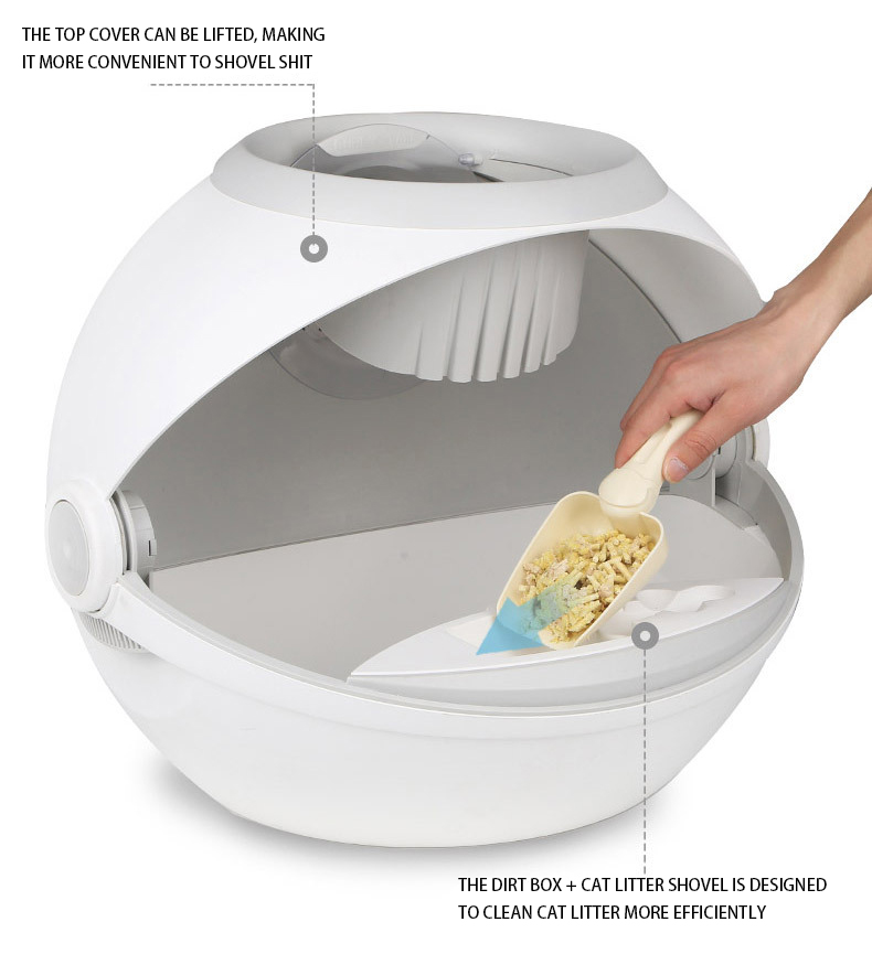 Cat Litter Boxes Large Cat Litter Boxes Fully Enclosed Cat Toilet Spaceship Design Flip-Up Splash-proof And Belt-proof Sand