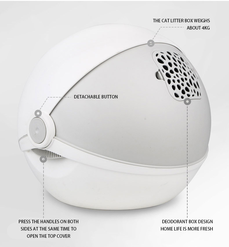 Cat Litter Boxes Large Cat Litter Boxes Fully Enclosed Cat Toilet Spaceship Design Flip-Up Splash-proof And Belt-proof Sand