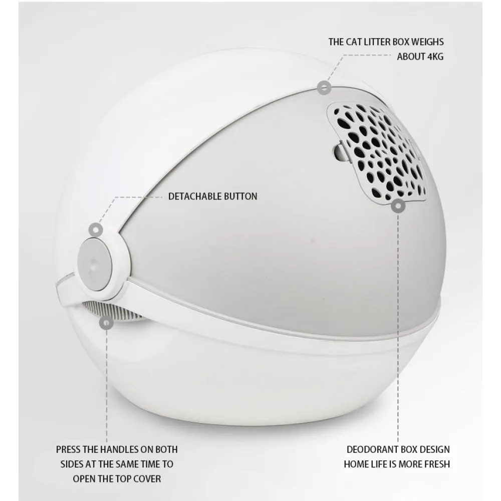 Cat Litter Boxes Large Cat Litter Boxes Fully Enclosed Cat Toilet Spaceship Design Flip-Up Splash-proof And Belt-proof Sand