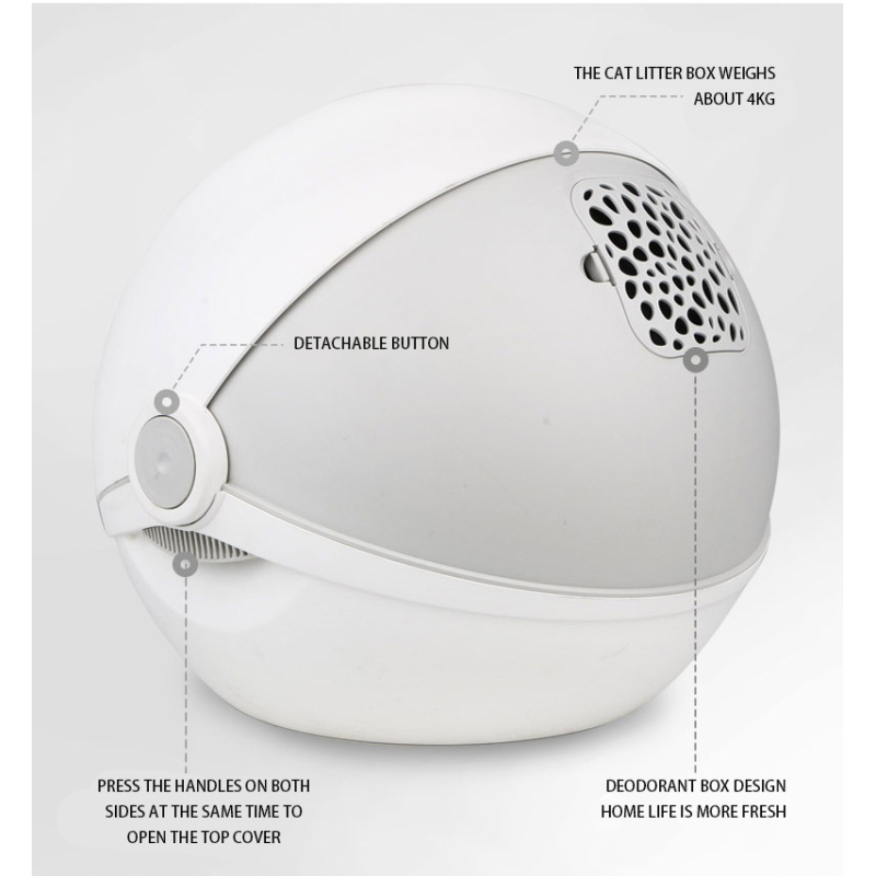 Cat Litter Boxes Large Cat Litter Boxes Fully Enclosed Cat Toilet Spaceship Design Flip-Up Splash-proof And Belt-proof Sand