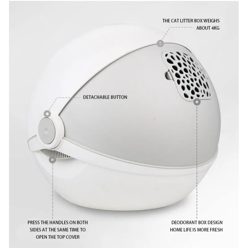 Cat Litter Boxes Large Cat Litter Boxes Fully Enclosed Cat Toilet Spaceship Design Flip-Up Splash-proof And Belt-proof Sand