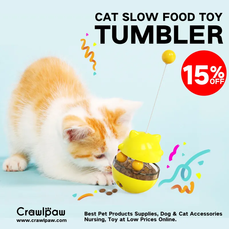 Cat Slow Food Toy Interactive Cat Kitten Toy Electric Tumbler Double Track Ball Food Treat Dispenser Toy00