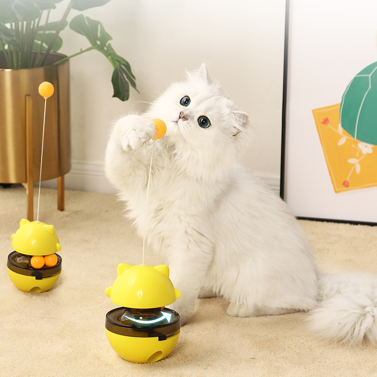 Cat Slow Food Toy Interactive Cat Kitten Toy Electric Tumbler Double Track Ball Food Treat Dispenser Toy